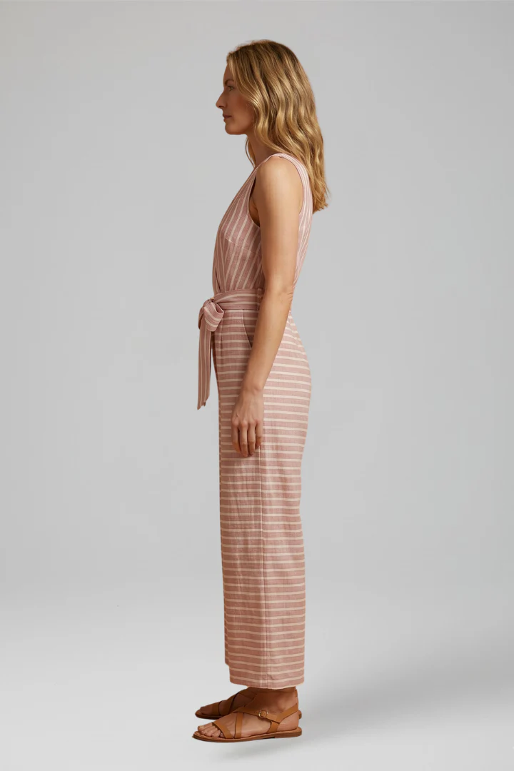 Women's Halter Neck Jumpsuit with Waist Belt and Cropped Straight Legs - Image 4