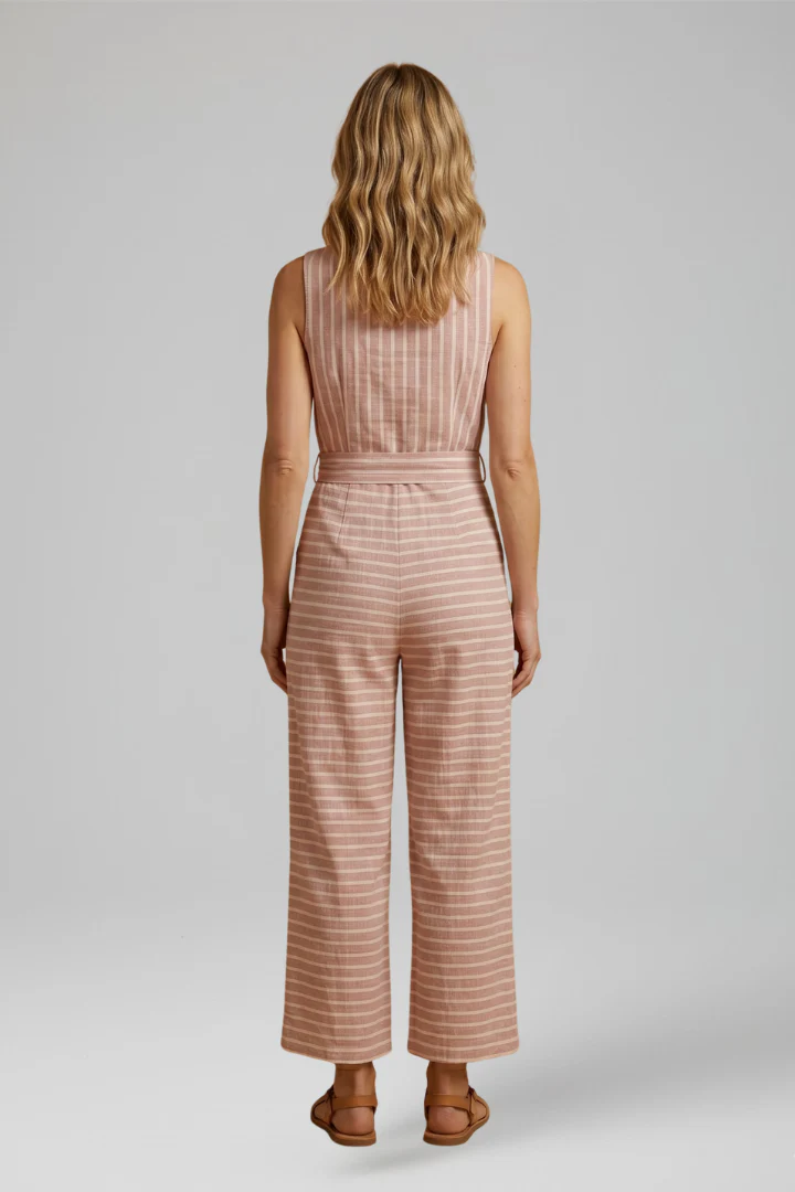 Women's Halter Neck Jumpsuit with Waist Belt and Cropped Straight Legs - Image 5