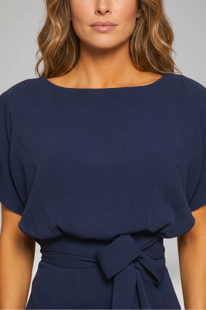 Women's Wide Leg Jumpsuit with Flutter Sleeves and Waist Tie Belt - Image 6