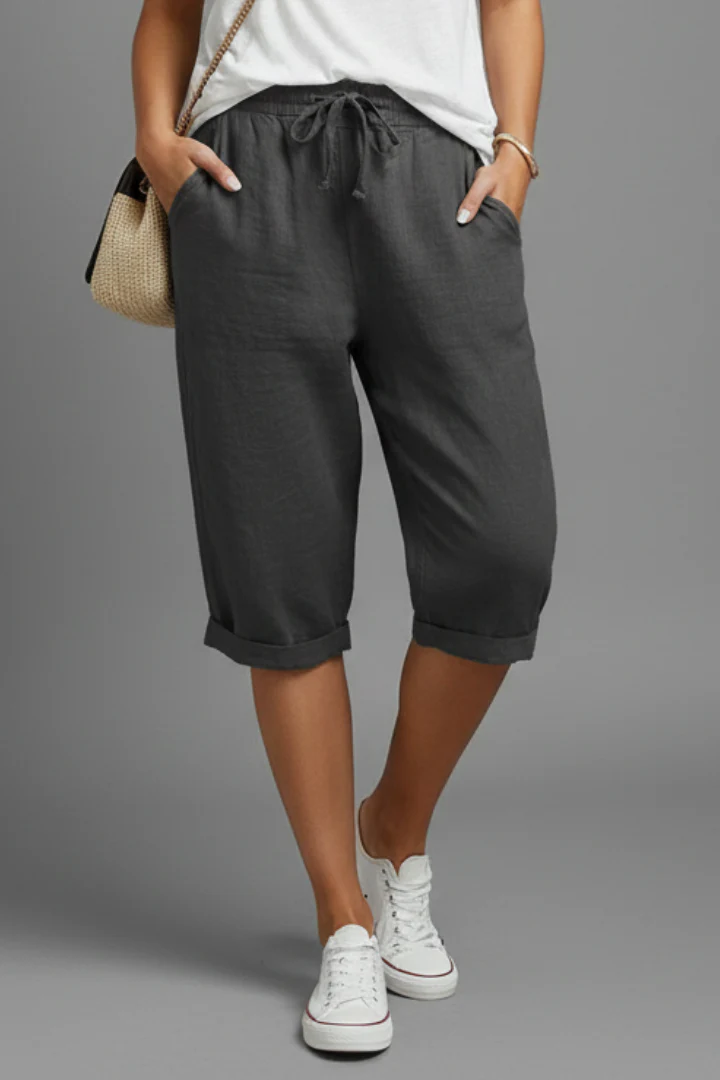 Women’s Knee-Length Trousers with High-Waisted Fit and Straight Legs - Image 5