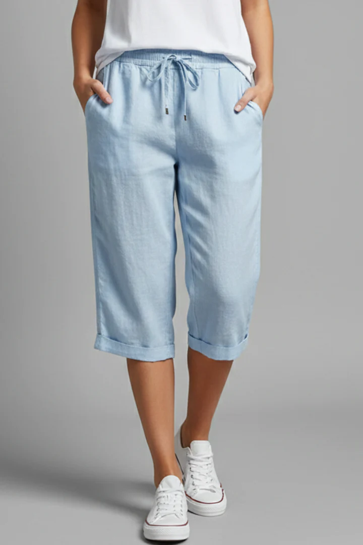 Women’s Knee-Length Trousers with High-Waisted Fit and Straight Legs - Image 7
