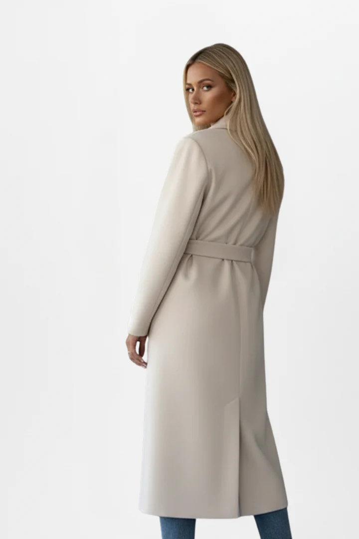 Women’s Long Coat with Belt and Double-Breasted Front - Image 4