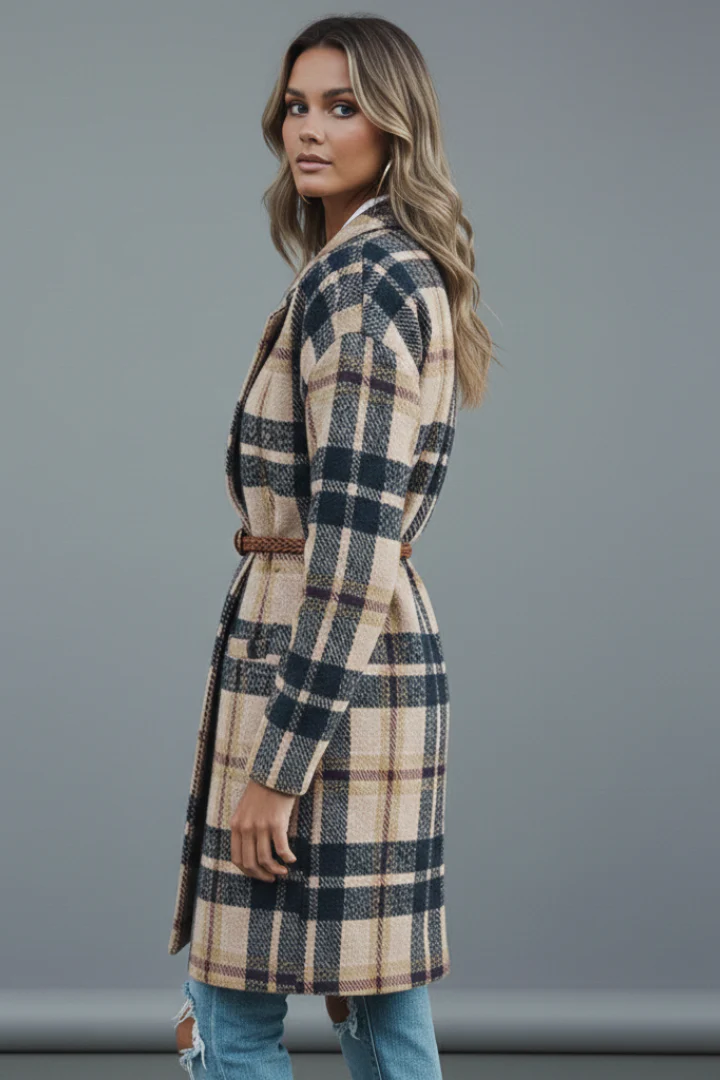 Women’s Long Coat with Buttons and Lapel - Image 3