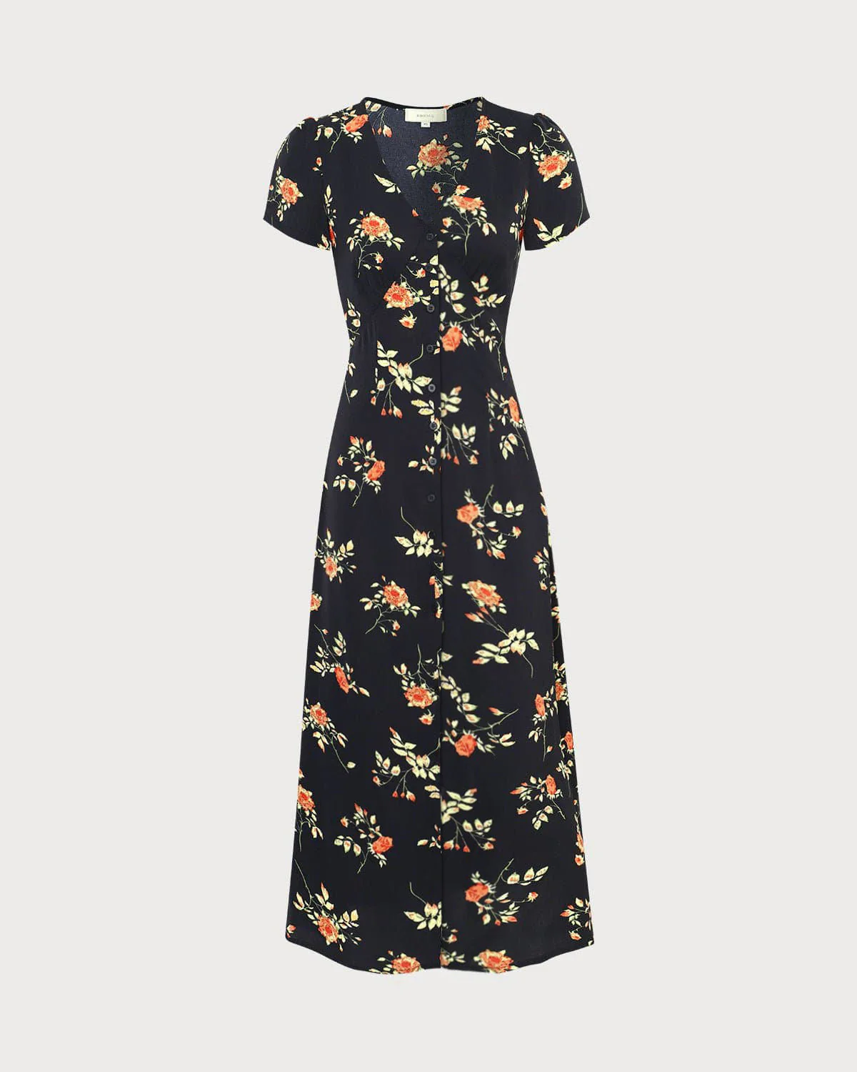 Women¡¯s Maxi Dress with Button-Down Front and Vintage Floral Print - Image 9
