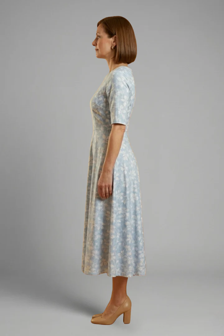 Women's  V-Neck Midi Dress with Side Pockets - Image 4
