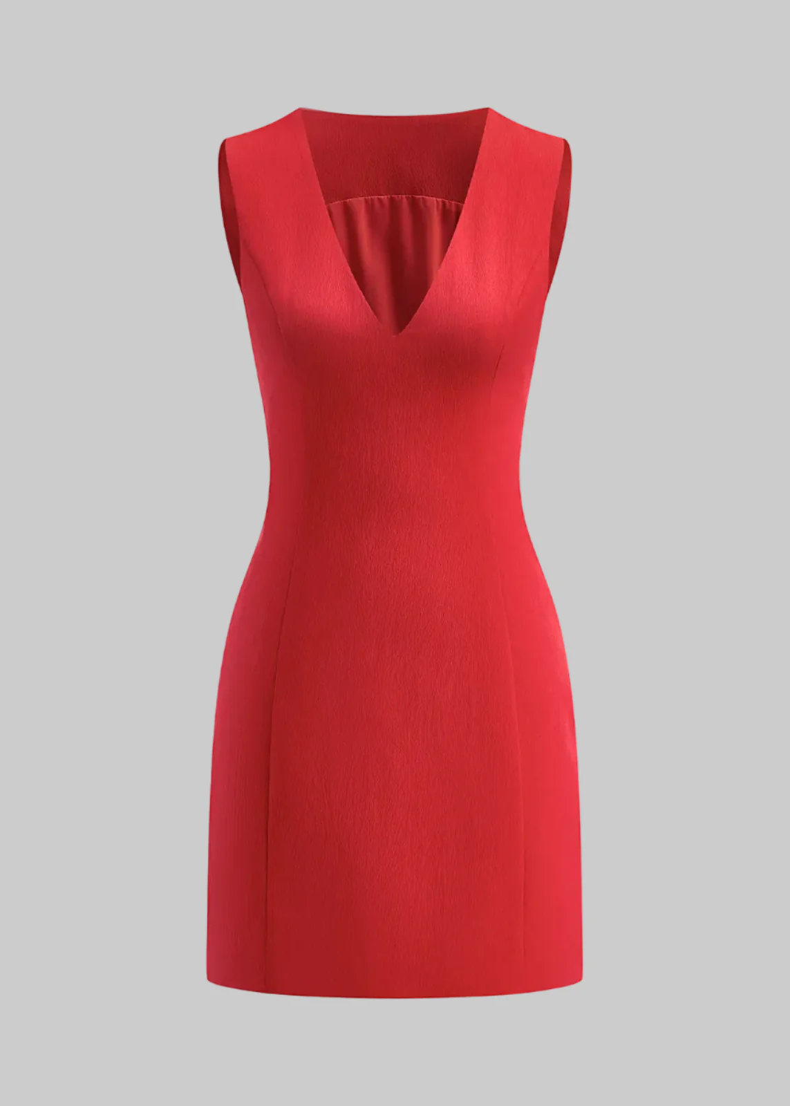 Women’s Mini Dress with Deep V-Neckline and Sleeveless Shift Silhouette - Image 8