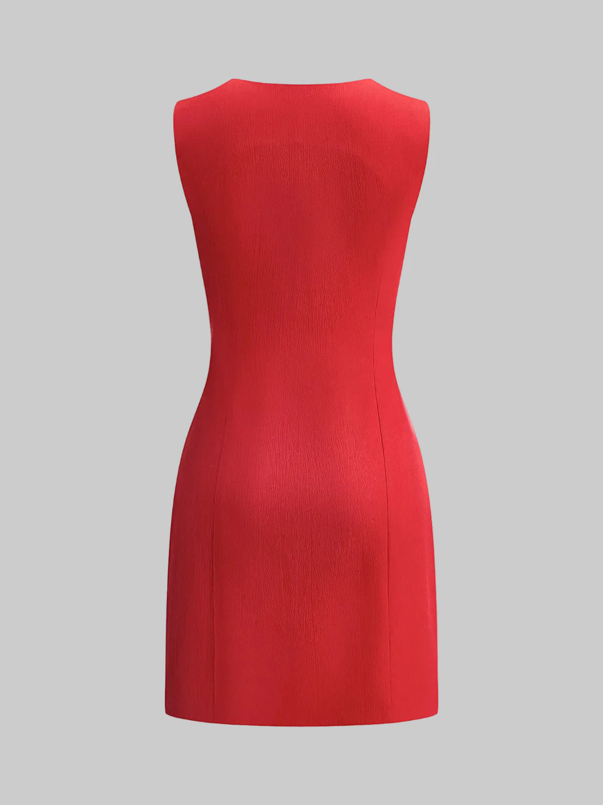 Women’s Mini Dress with Deep V-Neckline and Sleeveless Shift Silhouette - Image 9