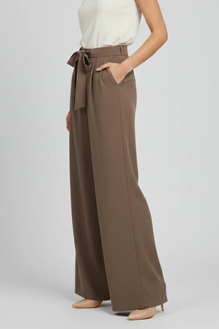 Women’s Palazzo Trousers with Drawstring Waist and Side Pockets - Image 7