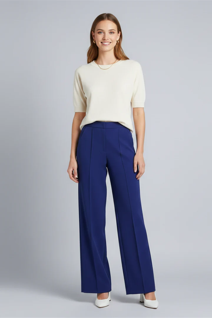Women’s Palazzo Trousers with High Waist and Pleats - Image 2