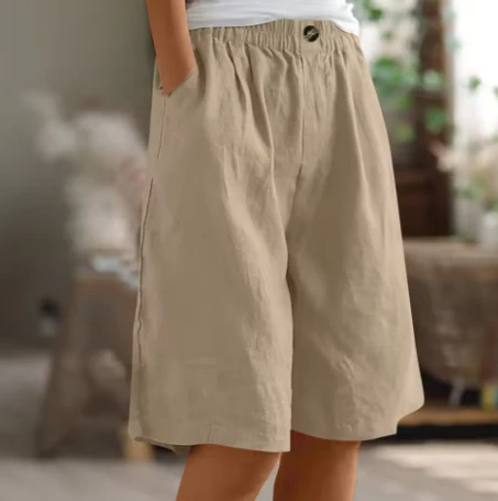 Women's Relaxed Wide Leg Bermuda Shorts with Elastic Waistband and Side Pockets - Image 10