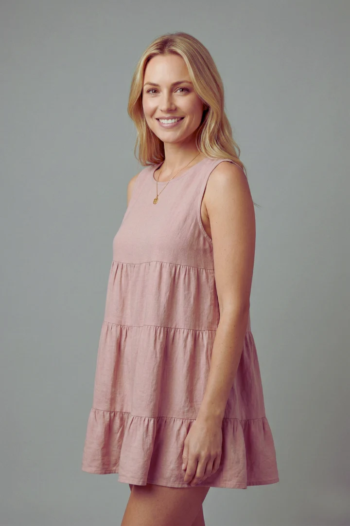 Women’s Sleeveless Top with Round Neck and Tiered Hem - Image 4