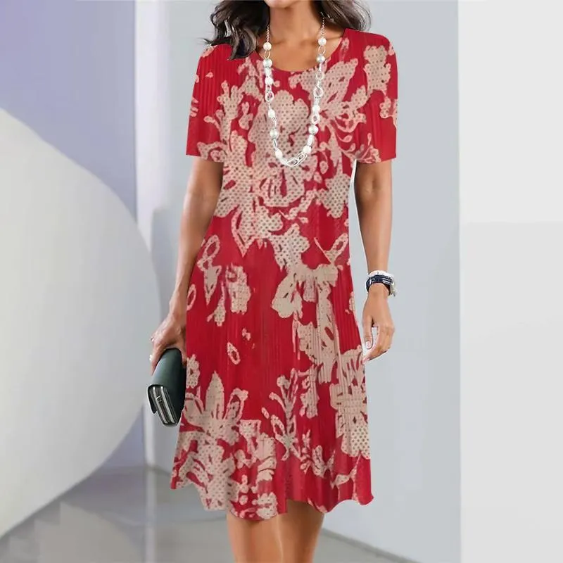 Women’s T-Shirt Dress with Abstract Graphic Print and Short Sleeve Shift Fit - Image 2