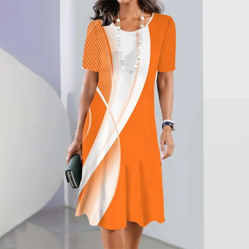 Women’s T-Shirt Dress with Abstract Graphic Print and Short Sleeve Shift Fit - Image 4