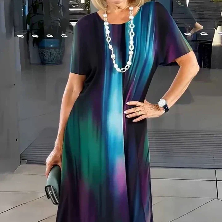 Women’s T-Shirt Dress with Abstract Graphic Print and Short Sleeve Shift Fit - Image 5