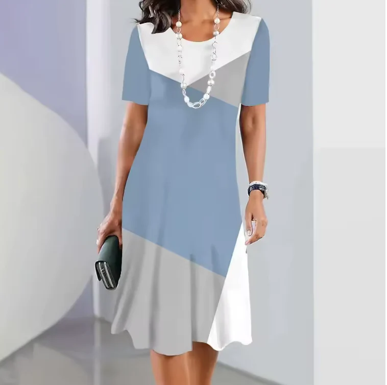 Women’s T-Shirt Dress with Abstract Graphic Print and Short Sleeve Shift Fit - Image 6