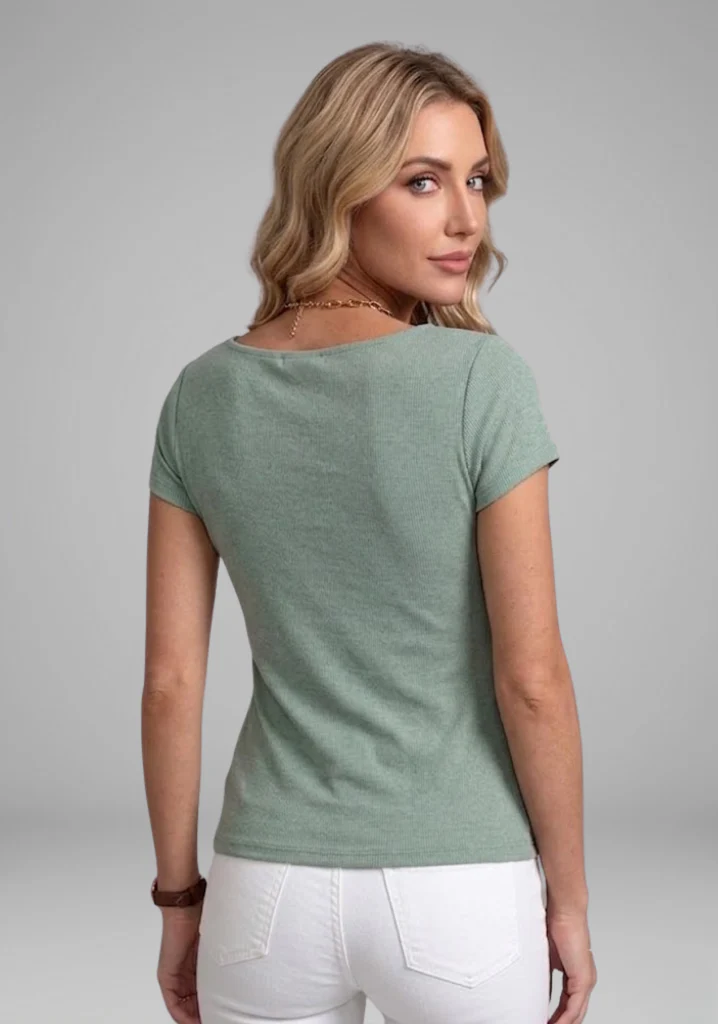 Women's Cowl Neck Ruched Blouse with Short Sleeves - Image 6