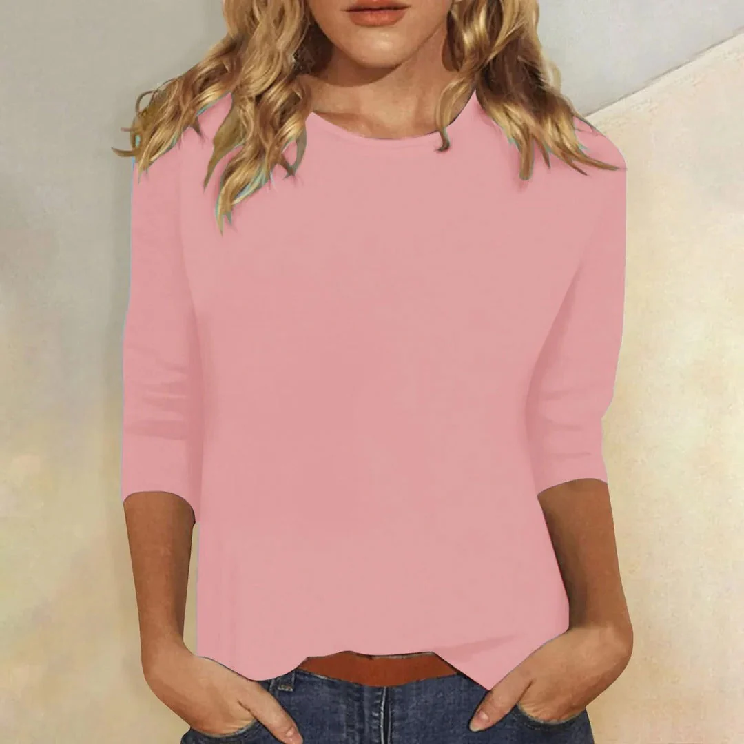 Women’s T-Shirt with Three-Quarter Sleeves and Crew Neckline - Image 2