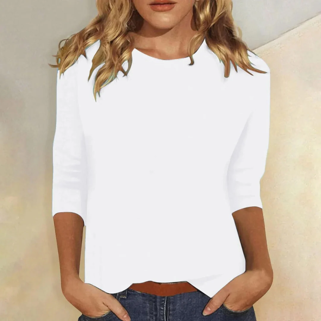 Women’s T-Shirt with Three-Quarter Sleeves and Crew Neckline - Image 3