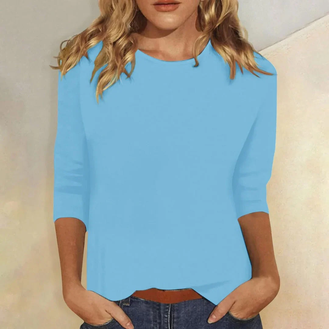 Women’s T-Shirt with Three-Quarter Sleeves and Crew Neckline - Image 4