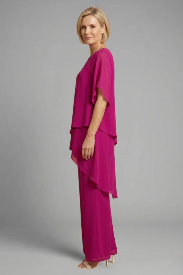 Women’s Top and Trousers Set with Asymmetric Hem and Wide Legs - Image 5
