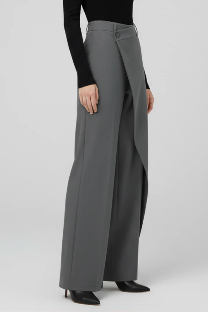 Women’s Trousers with Asymmetric Front and Straight Legs - Image 3
