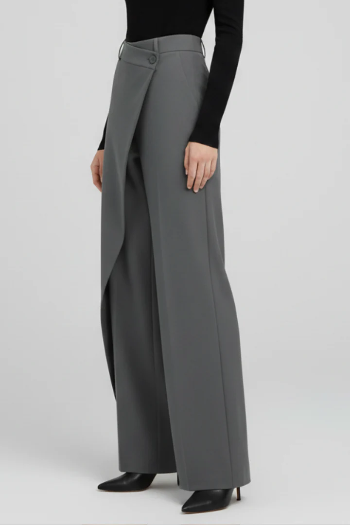 Women’s Trousers with Asymmetric Front and Straight Legs - Image 5