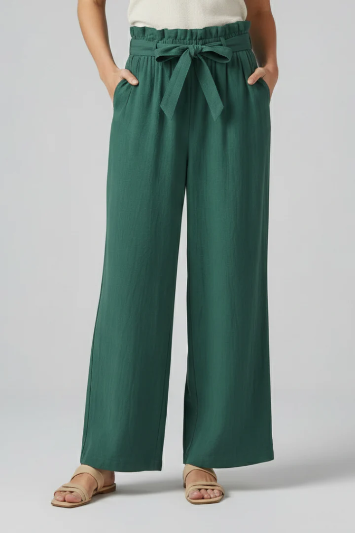 Women’s Trousers with Elastic Waist and Tie Belt - Image 3