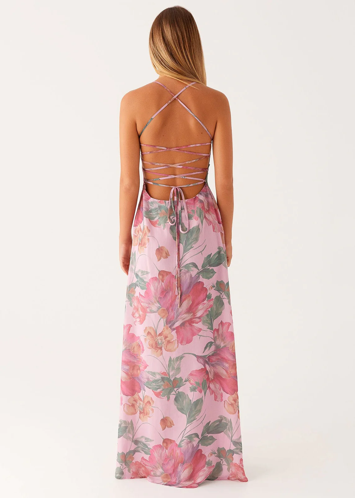 Women's Maxi Dress with Square Neck and Cross Tie Back - Image 10