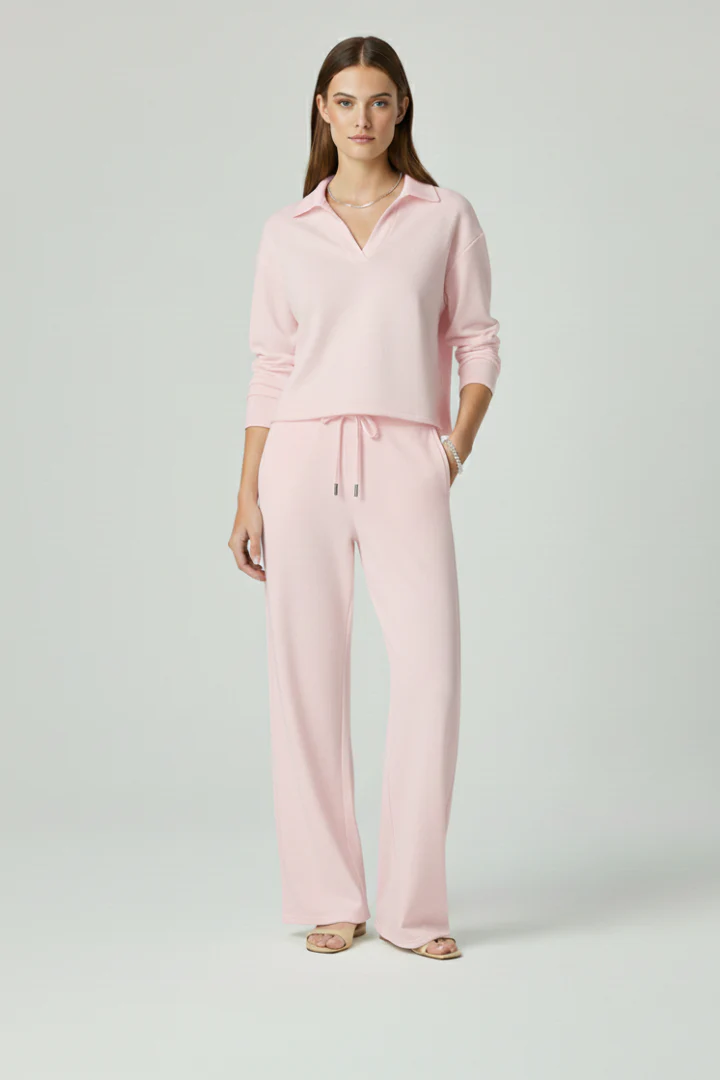 Women’s Two-Piece Set with V-Neck Top and Wide-Leg Pants - Image 11