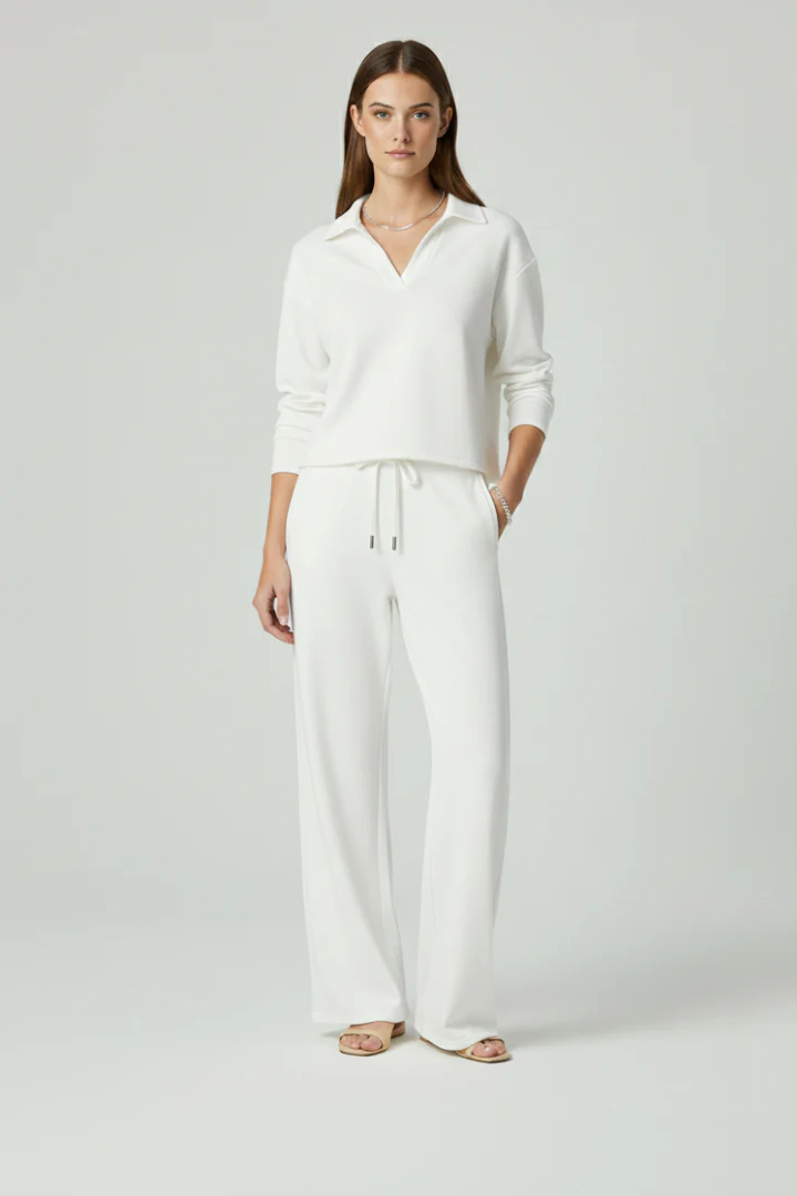 Women’s Two-Piece Set with V-Neck Top and Wide-Leg Pants - Image 12
