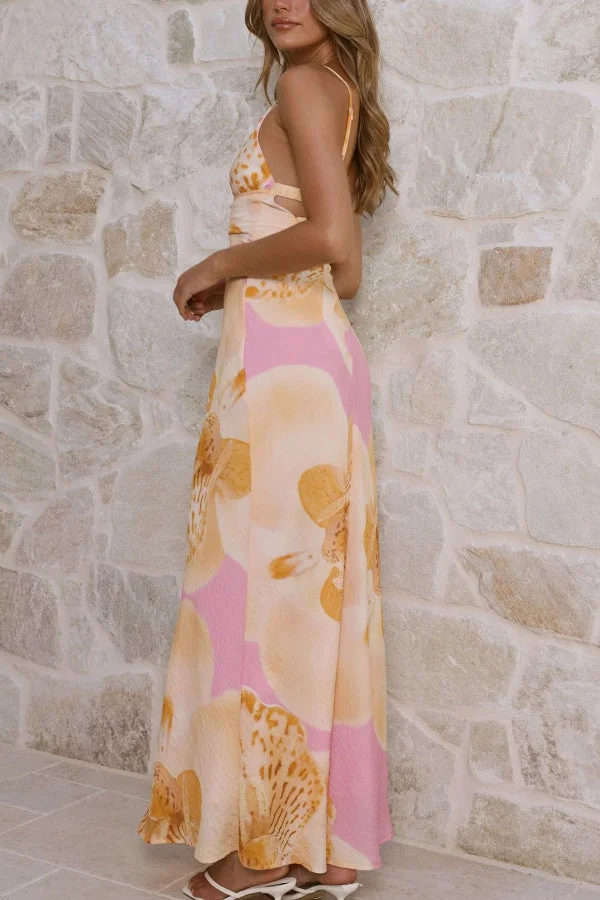 Women’s V-Neck Camisole Maxi Dress with Slim Fit and Botanical Floral Print - Image 10