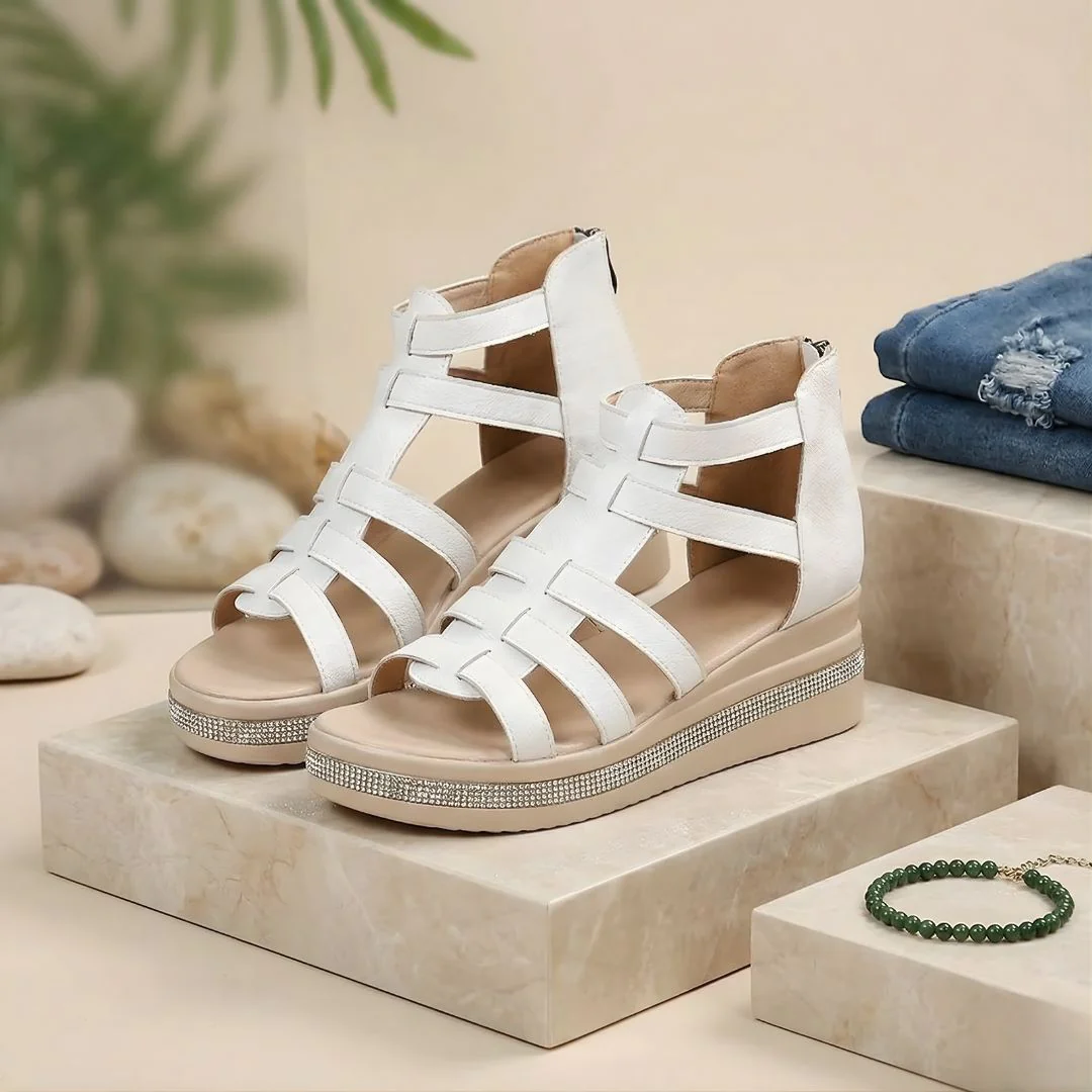 Women’s Wedge Gladiator Sandals with Rhinestone Trim - Image 10