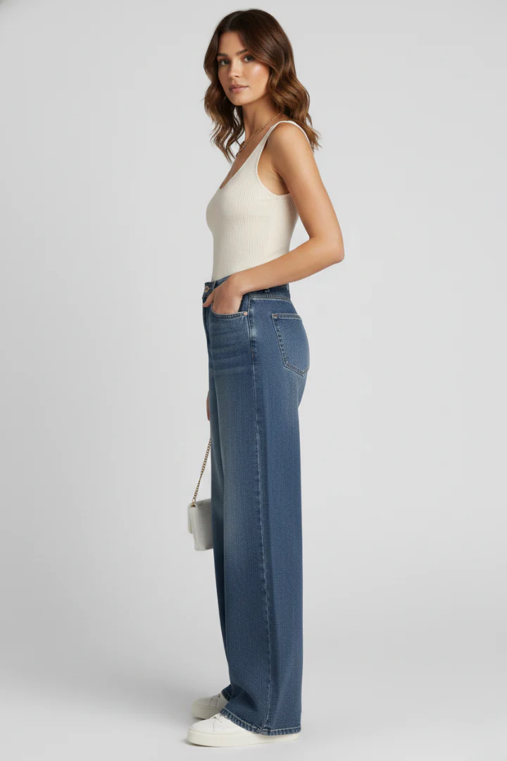 Women’s Wide-Leg Jeans with Pockets and Fleece Lining - Image 3