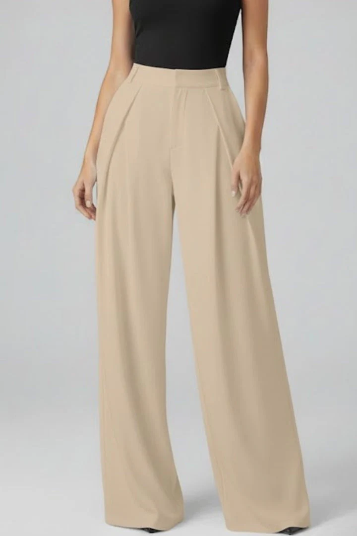 Women’s Wide Leg Trousers with Pleated Waist and High Rise - Image 6