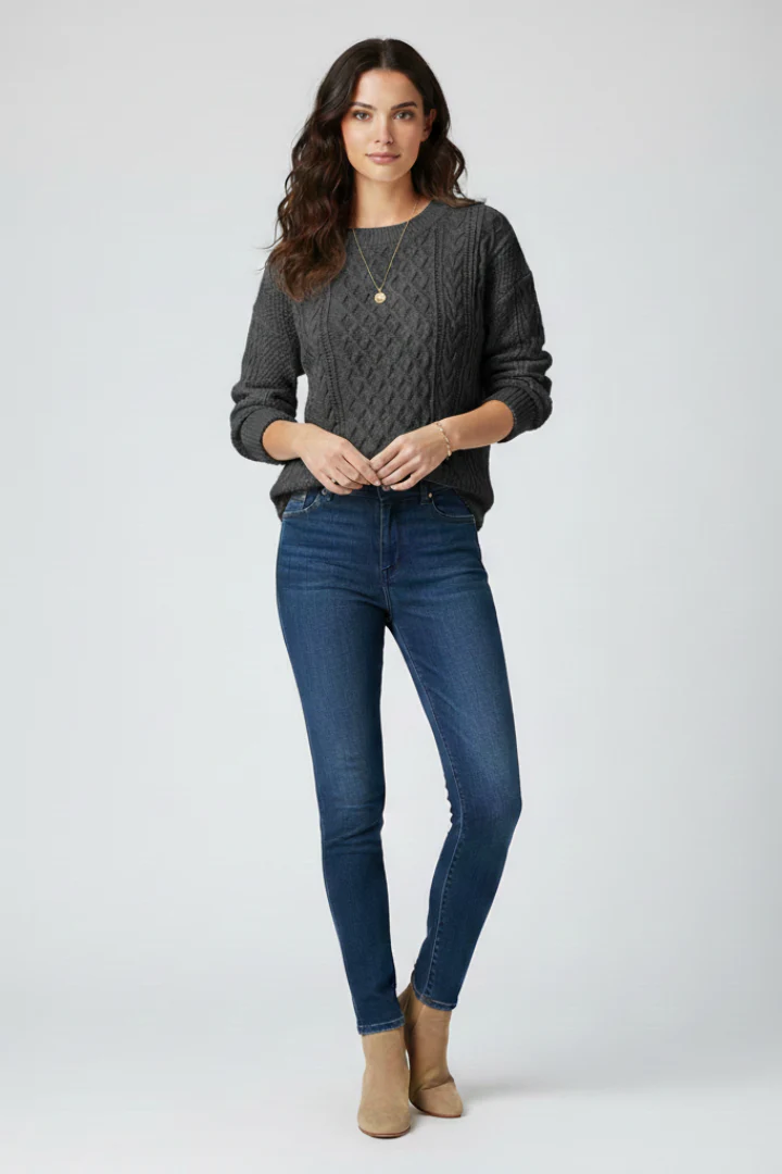 Women's Cable Knit Jumper with Ribbed Crew Neck and Hem - Image 8