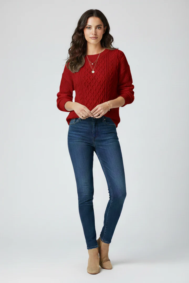 Women's Cable Knit Jumper with Ribbed Crew Neck and Hem - Image 9